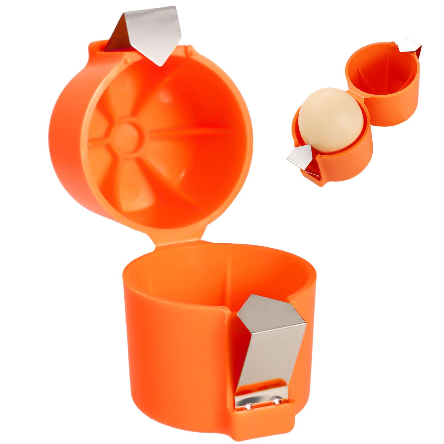 Egg Cracking Tool, Egg Shell Opener Handheld Egg Peeler Tool Efficient Multifunctional Egg Breaker for Cooking Camping Kitchen Gadgets (Orange)