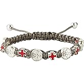 Needzo Holy Spirit and Cross Confirmation Charm Macramé Bracelet, Religious Christian Gifts, Cord Jewelry for Men and Women, One Size