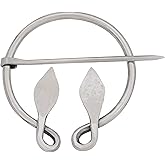 Lord of Battles Medieval Fibula Brooch - Handcrafted Leaf Shape Stainless Steel Cloak Pin for Viking, Roman, Celtic and LARP Costumes and Reenactment