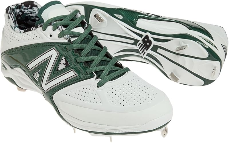 Amazon.com | New Balance Mens L4040v2 Low Metal Baseball Cleats White/Green 2E 14 | Baseball 