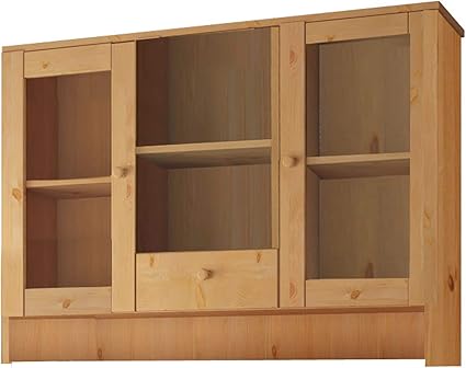 Loft24 A S Kitchen Cupboard Cabinet Hutch 2 Glass Doors 1 Drawers Solid Pine Wood Country Style 124 X 27 X 100 Centimeter Amazon Co Uk Kitchen Home