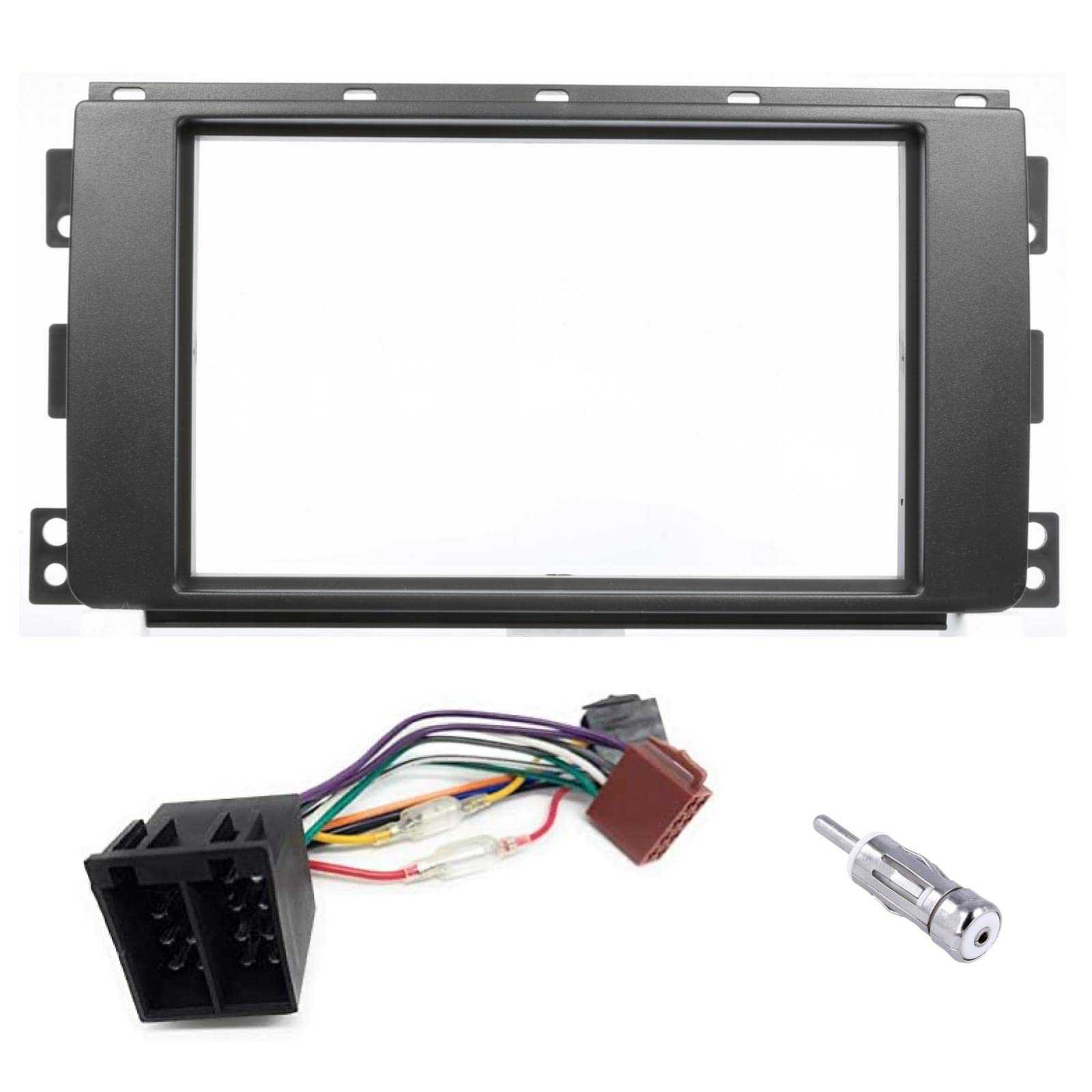 Sound-way Double DIN Car Radio Frame Installation Kit, 2 DIN Front Panel Frame, Quadlock ISO Connector Cable, Antenna Adapter, compatible with Smart Car ForTwo 2007-2010