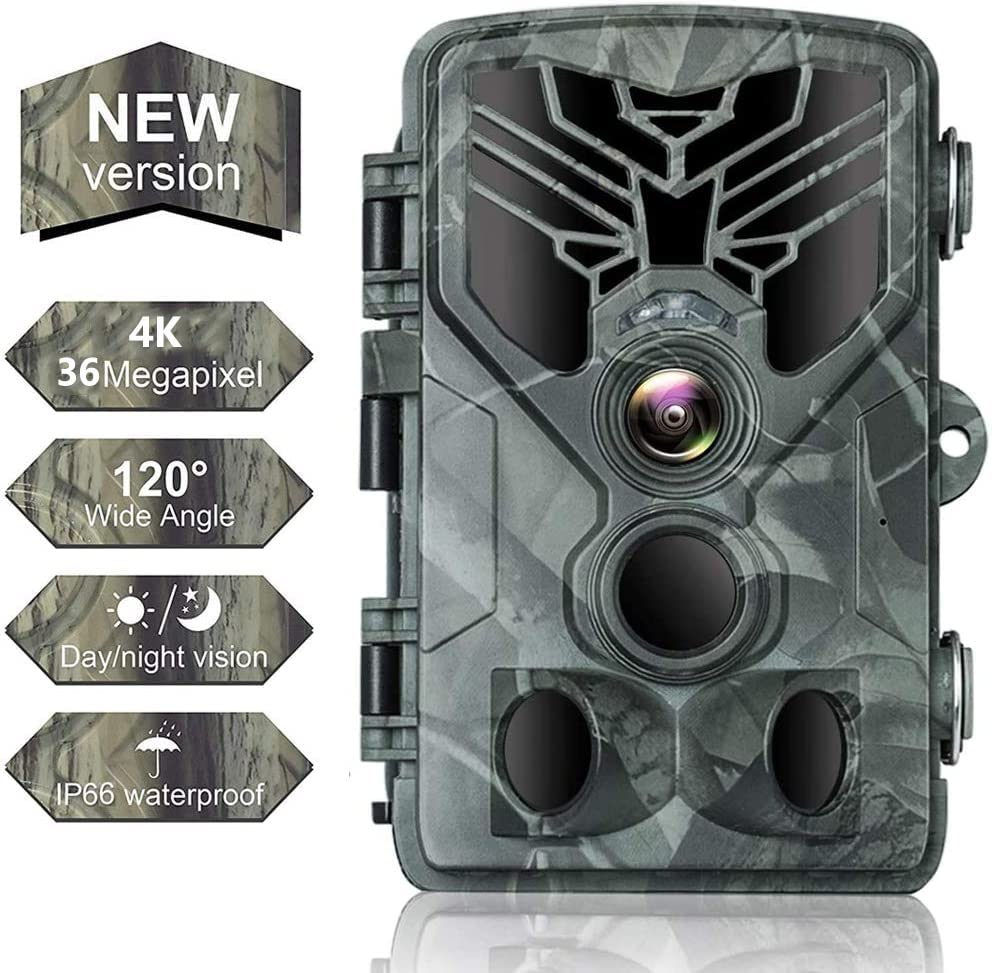 SUNTEKCAM Wildlife Camera 36MP 4K Trail Camera with 940nm Night Vision 0.3s Motion Activated 120° Detecting Range IP66 Waterproof Design for Garden Camera Trap and Outdoor Nature Wildlife Scouting