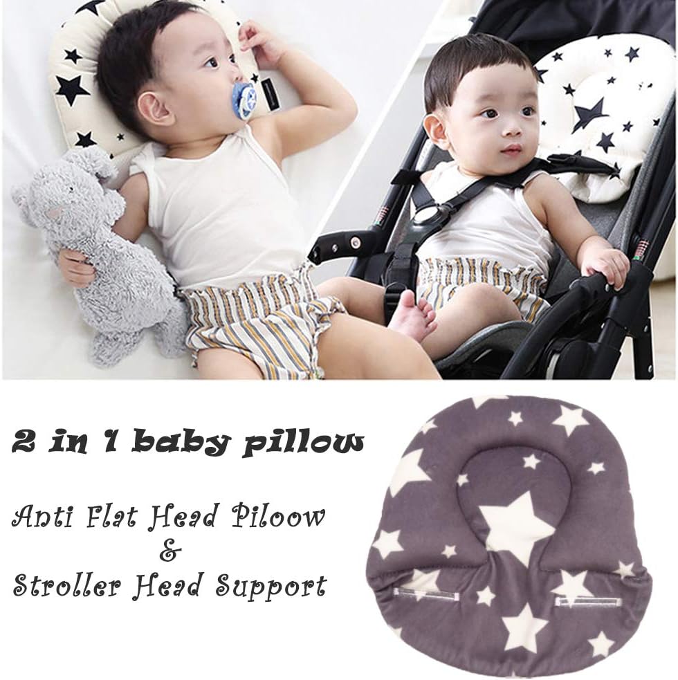 StoHua Baby Pillow for Newborn, Baby Head Shaping Pillow for Flat Head Syndrome Prevention, Baby Head Support Pillow with Breathable 3D Air Mesh, Soft Orgainc Cotton, Stroller Infant Sleeping Pillow