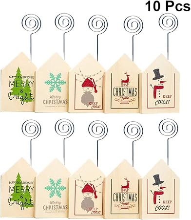 Segnaposto Natalizi Amazon.Lioobo Set Di 10 Segnaposto Natalizi In Legno Stampato Per Segnaposto Menu E Banconote Amazon It Casa E Cucina