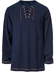 JEMITOP Men's Renaissance Costume Retro Lace Up