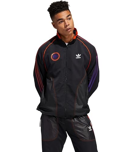 adidas Originals Men's Graphics Y2K Track Top Black/Orange Rush X