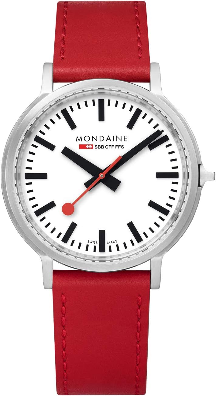 Men's SBB Stainless Steel Swiss-Quartz Watch with Leather Strap, red (Model: MST.4101B.LC)
