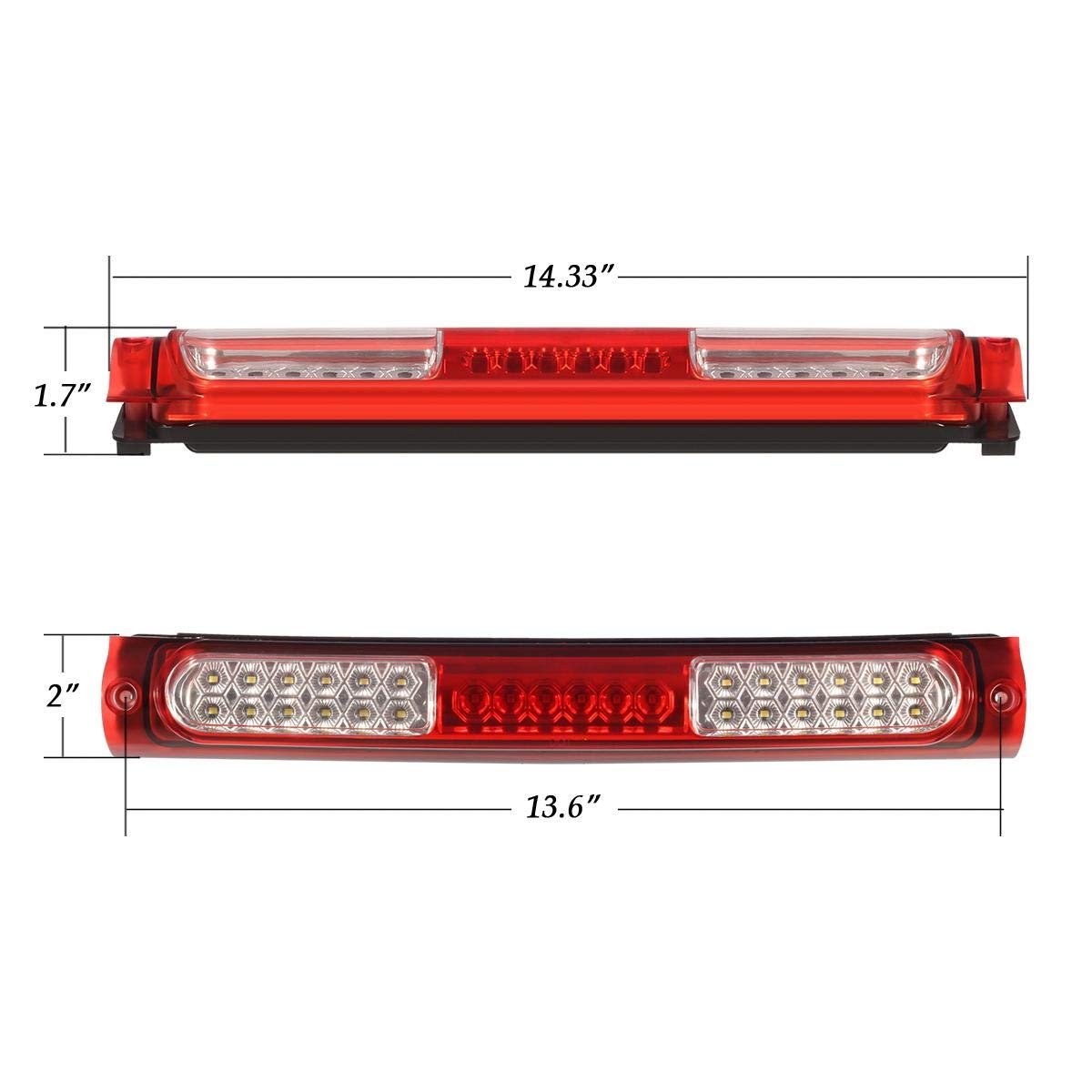 Partsam High Mount Led 3rd Brake Light Bar Replacement for Ford 9704 F150 04 Heritage Rear Top