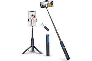 ATUMTEK Selfie Stick Tripod, Extendable 3 in 1 Aluminum Bluetooth Selfie Stick with Wireless Remote and Tripod Stand for iPhone 16/15/14/13/12/11/11 Pro/XS Max/XS/XR/X/8/7, Samsung Smartphones, Blue