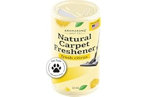 Aromasong Carpet Deodorizer Powder- 100% Natural Citrus Carpet Freshener - Safe For Pets - Carpet Powder For Vacuuming - Effective Pet Odor Eliminator For Strong Odor & Pet Urine 13 Oz.