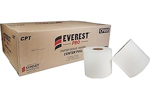 Everest Pro Center Pull Towel,6 Rolls of 2-Ply Hand Towels, 600 Sheets Per Roll (CP600)