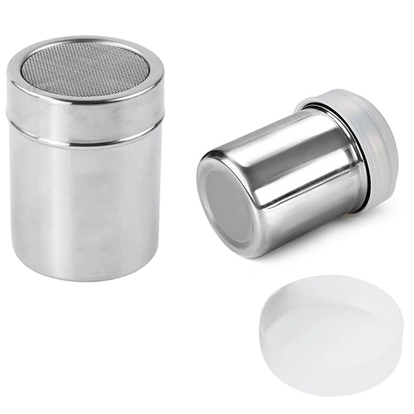 SOPSTUO 2Pcs Flour Shaker, Icing Sugar Shaker, Flour Sugar Salt Shaker, Chocolate Shaker, Fine Mesh Dredges Shakers for Cinnamon Flour Salt Pepper Cocoa Flour Coffee