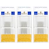 DMC 3 Pack Size 22-24-26 (One Pack Each)-Cross Stitch Needles - Total 18 Needles - New Package