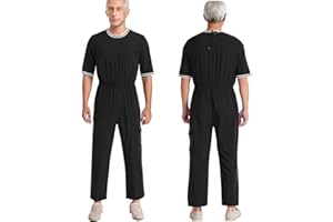 Loyan Easy Care Romper for Men Adaptive Clothing with Special Needs Dementia Clothes Alzheimers Anti-Strip Jumpsuit