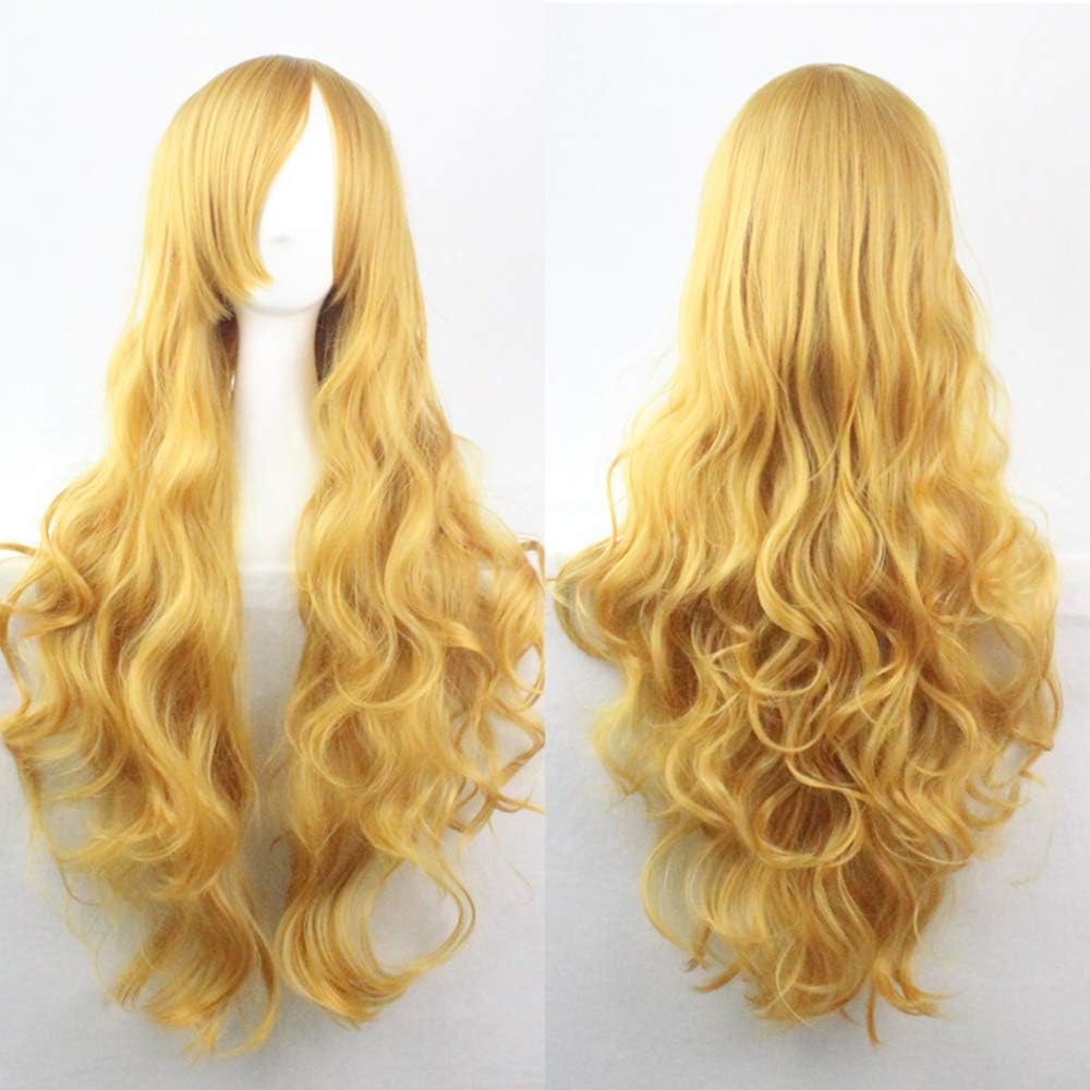 ColorfulPanda Charming Long Wavy Hair Costume Halloween Cosplay Party Wigs for Women Girls Golden Blond Wig