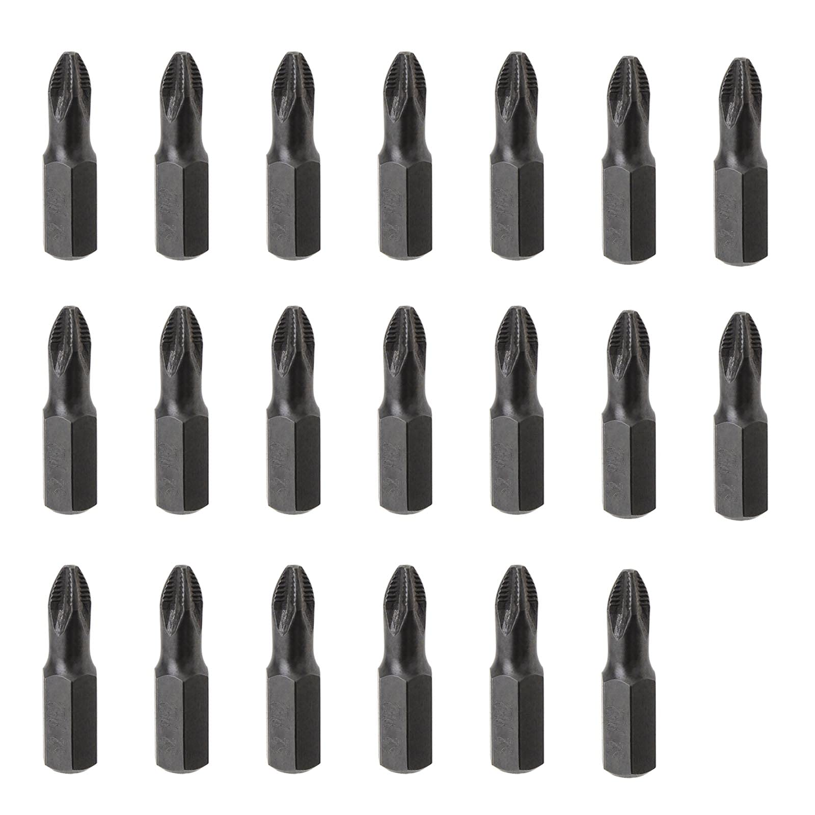 EMSea 20PCS Magnetic PH2 Impact Drill Driver Screwdriver Holder Bits 25mm Singled Ended Non-Slip Heavy Duty S2 Alloy