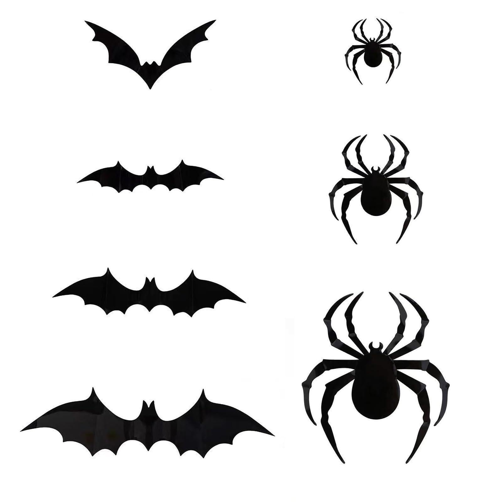 Photo 1 of 120PCS Halloween 3D Bats and Spiders Decoration Different Sizes Realistic PVC Scary Bat and Spider Stickers Window Decal Wall Stickers for Halloween Decoration Party Supplies