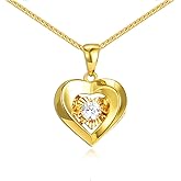 SISGEM 18k Gold Cubic Zirconia Heart and Wheat Chain Necklaces for Women, Love Jewelry Gifts for Her,18 Inches