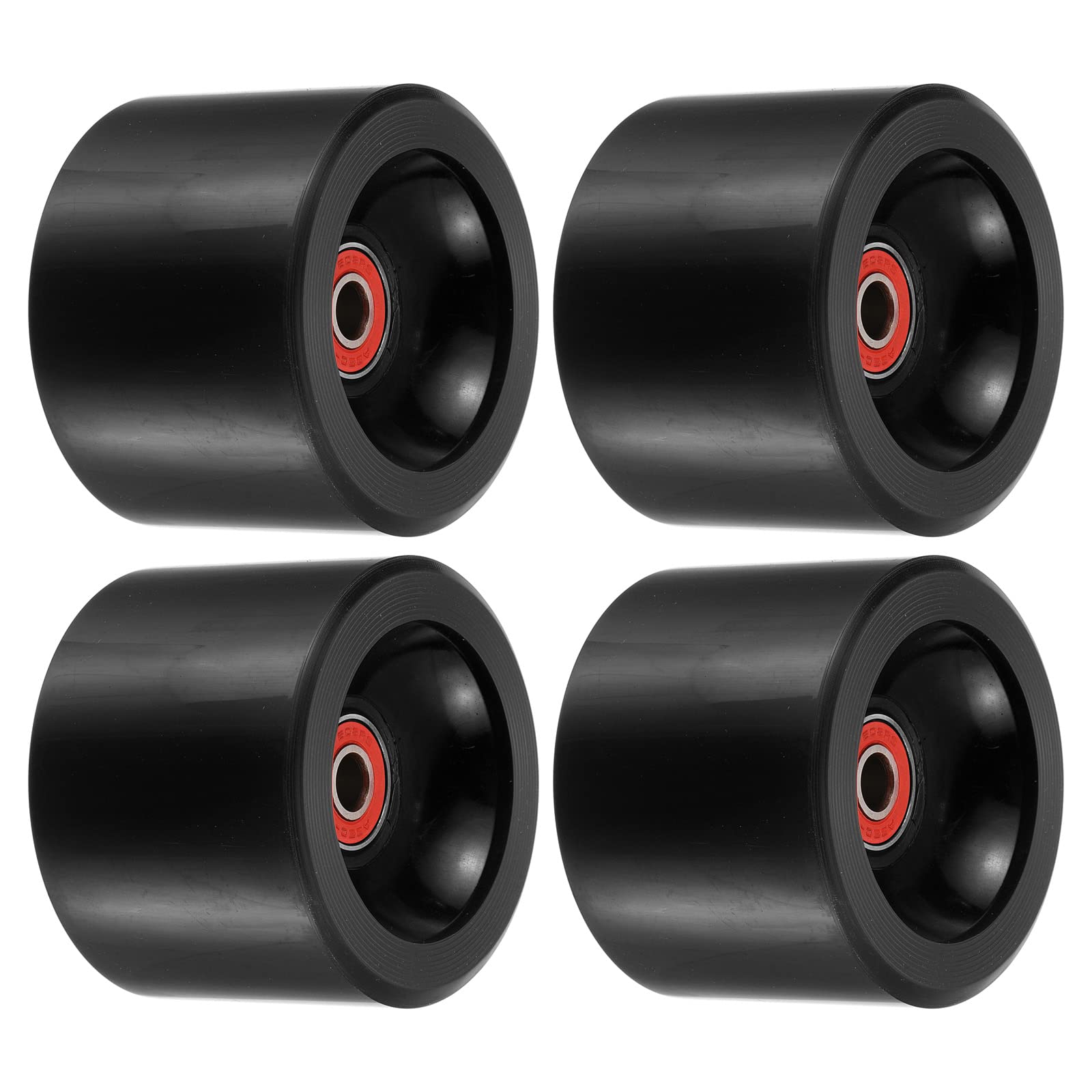PATIKIL 70mm 78A Longboard Wheels with Red ABEC-9 Bearings, 4 Pack Soft Cruiser Wheels Street Wheels for Skateboards Skateboard Wheel PU Black