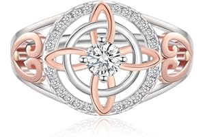 SALLOOG 0.3CT Moissanite Witches Knot Ring - 925 Sterling Silver Moissanite Ring Moissanite Witch Rings Moissanite jewelry Gift for Women Anniversary Birthday Size 5-10#