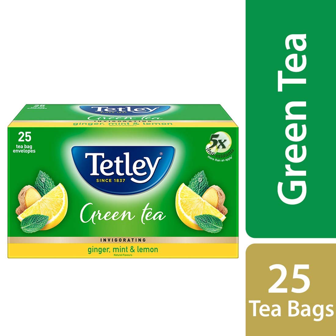 Tetley Green Tea Bags, Ginger Mint Lemon, 25 Tea Bags Amazon.in