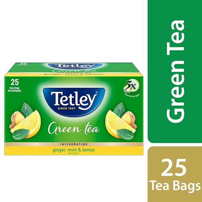 Tetley Green Tea Bags, Ginger Mint Lemon, 25 Tea Bags Amazon.in