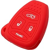 EYANBIS Silicone Key Fob Cover Fit for Chrysler 200 300 PT Cruiser Dodge Charger Magnum Durango Jeep Grand Cherokee Commander Liberty | Car Accessories | Remote Key Protection Case - Red