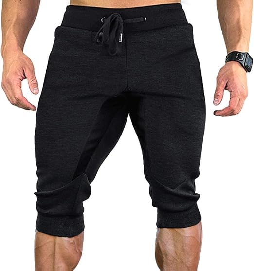 TOTNMC Men's 3/4 Joggers Pants Cotton Tapered Sweatpants Capri Pants with Zipper Pockets: Amazon 