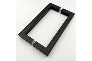 NovaNectar 8" Square Shower Door Handle, Bathroom Back-to-Back Replacement Handles,304 Stainless Steel Pull Hardware for Sliding、Frameless Glass Shower Door, 8 inch-Matte Black