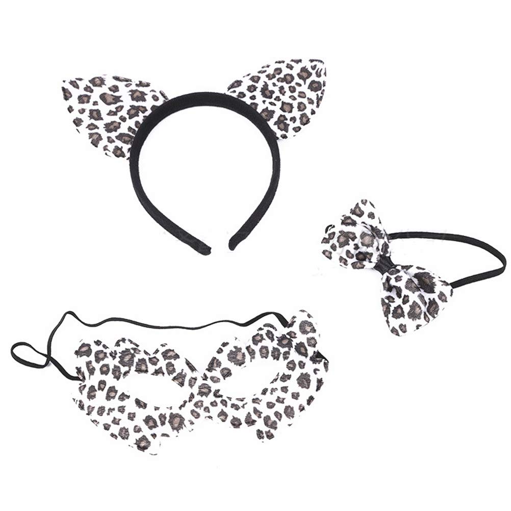 ears headband, bowtie, and mask cute leopard or cow