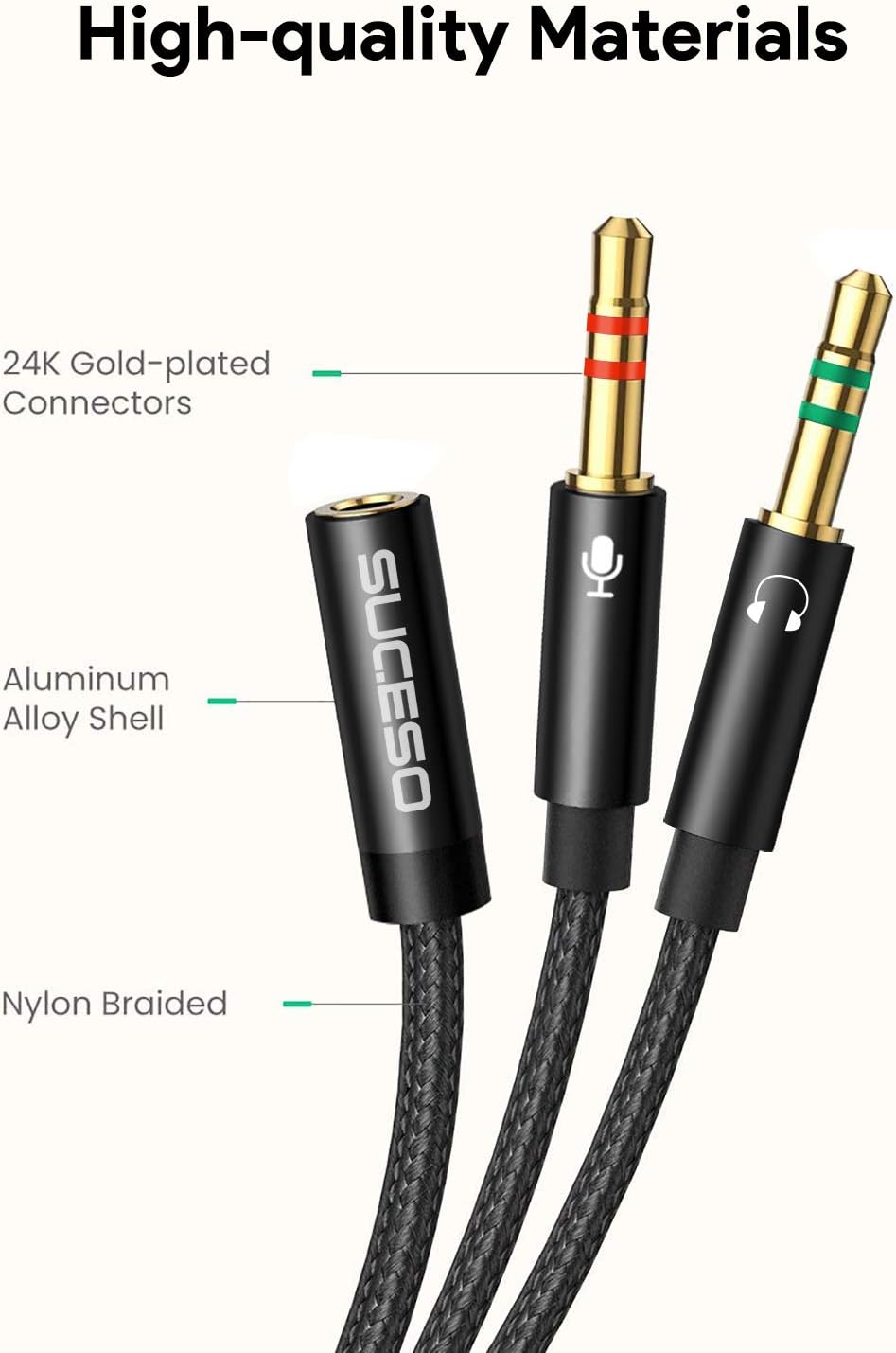 SUCESO Cavo Adattatore Sdoppiatore Cuffie Microfono 2 in 1 Due Jack  Separati da 3.5mm per Notebook,PC Adattatore Jack 3,5mm Maschio a  Femmina,Adattatore Splitter Jack da 3,5mm Cuffie,PS4,Xbox-35cm Cavi  urban-earth.co.uk