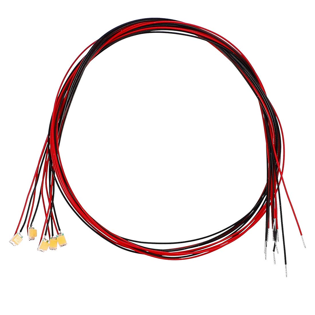 sourcing map 5pcs Prewired 0805 Warm White Surface Mounted Devices LED Light Emitting Diode - DC2.8-3V Micro Soldered Mini LED Light