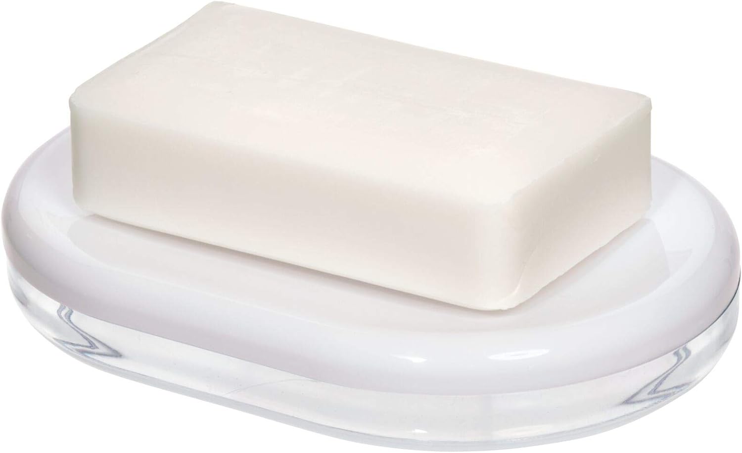 iDesign Soap Dish, Oval Soap Holder Made of Plastic for Bathroom or Kitchen, Soap Bar Storage