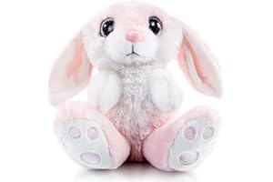 My OLi Easter Bunny Stuffed Animal Plush 8.5" Rabbit Stuffed Bunny with Floppy Ear Bedtime Friend Soft Toy Gifts for Girls Boys Kids, Pink