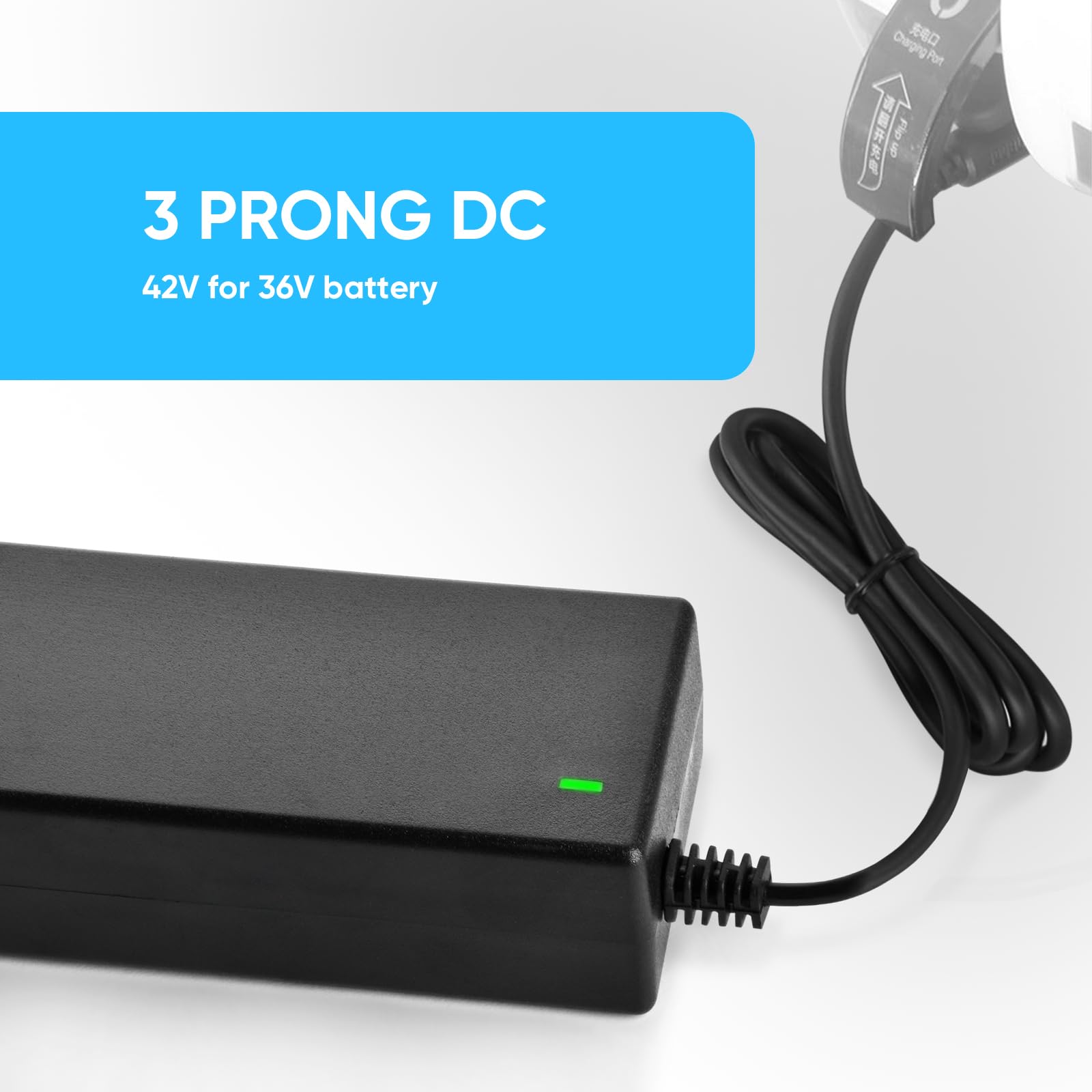 42V 2A Battery Charger 3 Prong Inline Connector Universal Power Supply for 36V Lithium Battery, 36V Pocket Mod, 36Volts Sports Mod Power Supply
