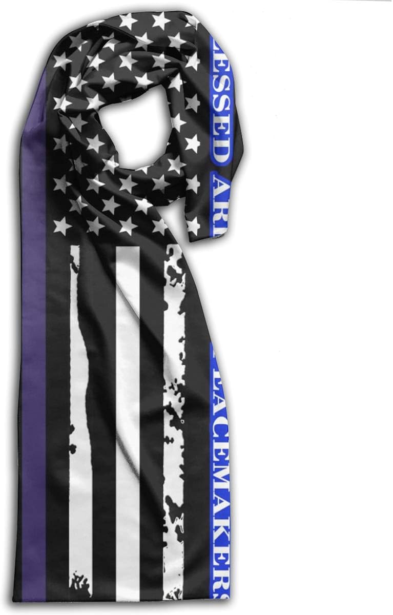 NLXH Blue Thin Flag Police Fashion Long Shawl Winter Warm Scarf