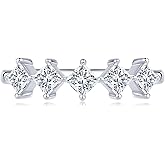 EONFUN 5 Stone Moissanite Engagement Rings, 1.5cttw D Color 3x3mm Princess Cut Moissanite, 925 Sterling Silver 5-Stones Ring for Women Promise Anniversary Birthday Gifts