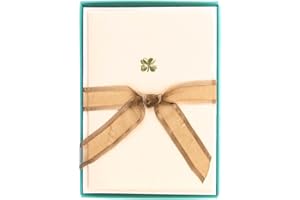 Graphique Shamrock La Petite Presse Boxed Notecards, 10 Embellished Gold Foil Blank Cards with Matching Envelopes and Storage