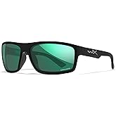 Wiley X Peak Captivate Polarized Sunglasses, Safety Glasses for Men and Women, UV Eye Protection for Shooting, Fishing, Biking, and Extreme Sports, Matte Black Frames, Green Mirror Tinted Lenses