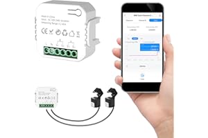 LYTESOLAR Smart Home Energy Monitor, with 2 x 80A CTs, Bi-Directional Power Tracking, Real-Time Electricity Usage Monitor, 2.4GHz Wi-Fi, Compatible with Tuya/Smart Life Apps