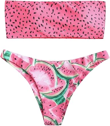 pink strapless bathing suit