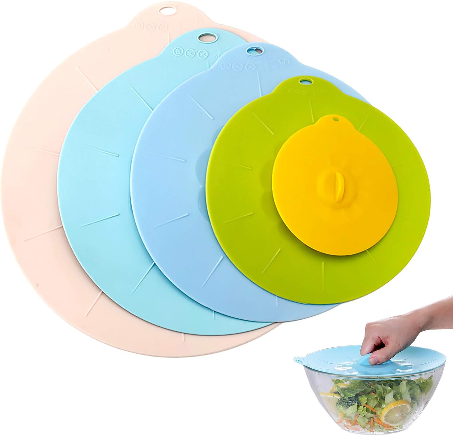 GProME Set of 5 Microwave Cover, Silicone Bowl LidsSuction Seal Covers