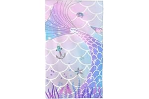 DJTRRF Mermaid Tail Scales Bathroom Towels Girl Kids Girly Dish Wash Towel Multipurpose for Bathroom Hotel Gym Spa