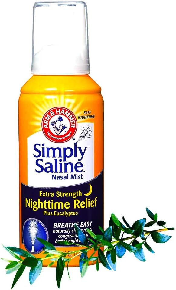 Saline Nasal Mist Extra Strength, Nighttime Formula with Eucalyptus, 4.6OZ (Update Version)