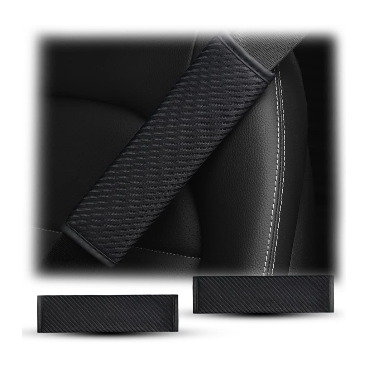 CGEAMDY 2Pcs Auto Seat Belt Cover, Breathable Seatbelt Shoulder Harness Pads Strap Helps Protect Your Neck, for a More Comfortable Driving, Car Accessories Compatible with Adults Youth Kids(Black)