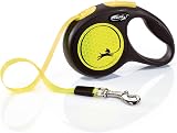 Flexi New Neon Leaves Retractable Dog Leash ExSmall 5m Black Neon