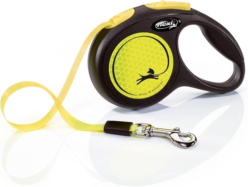 Flexi New Neon Leaves Retractable Dog Leash ExSmall 5m Black Neon
