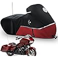 LI LIBZAKI Motorcycle Cover Storage for Touring Models Harley Davidson Road King,Road Glide,Street Glide, Electra Glide,Heritage Classic,Low Rider-ST,and Most Motorcycles RED