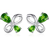 Infinity Earrings Sterling Silver Butterfly Stud Earrings Small Green Stone Butterfly Jewelry Anniversary Birthday Gifts for Wife Mom Grandma Daughter